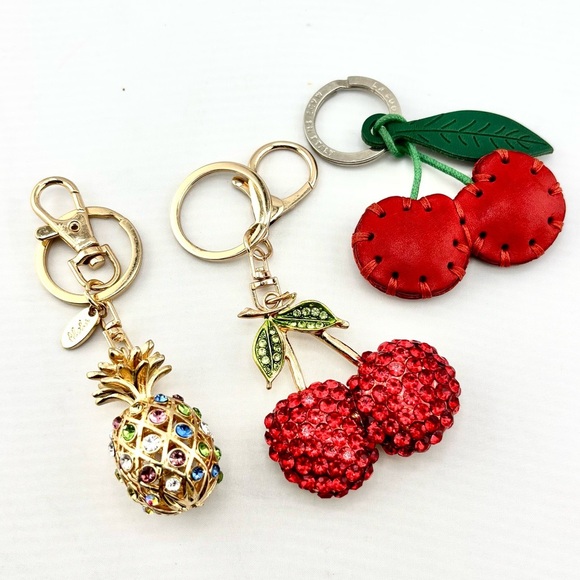 Sparkly Fruit Keychain Bundle Lot of 3 (Pineapple & Cherries) - Picture 5 of 6